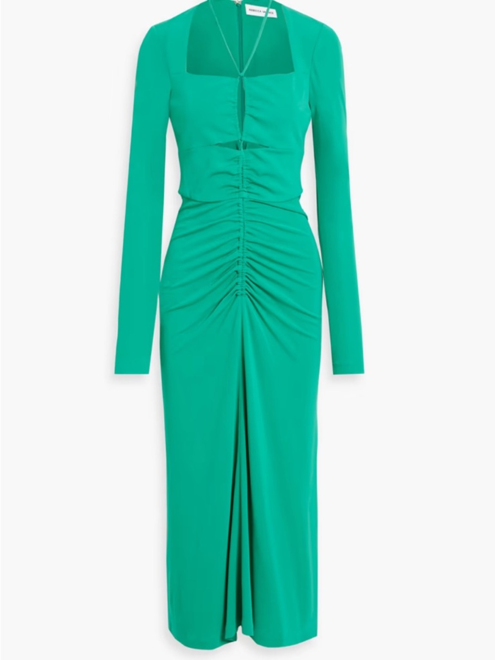 REBECCA VALLANCE
Edie cutout ruched jersey midi dress
Color: Jade
Size: UK 12